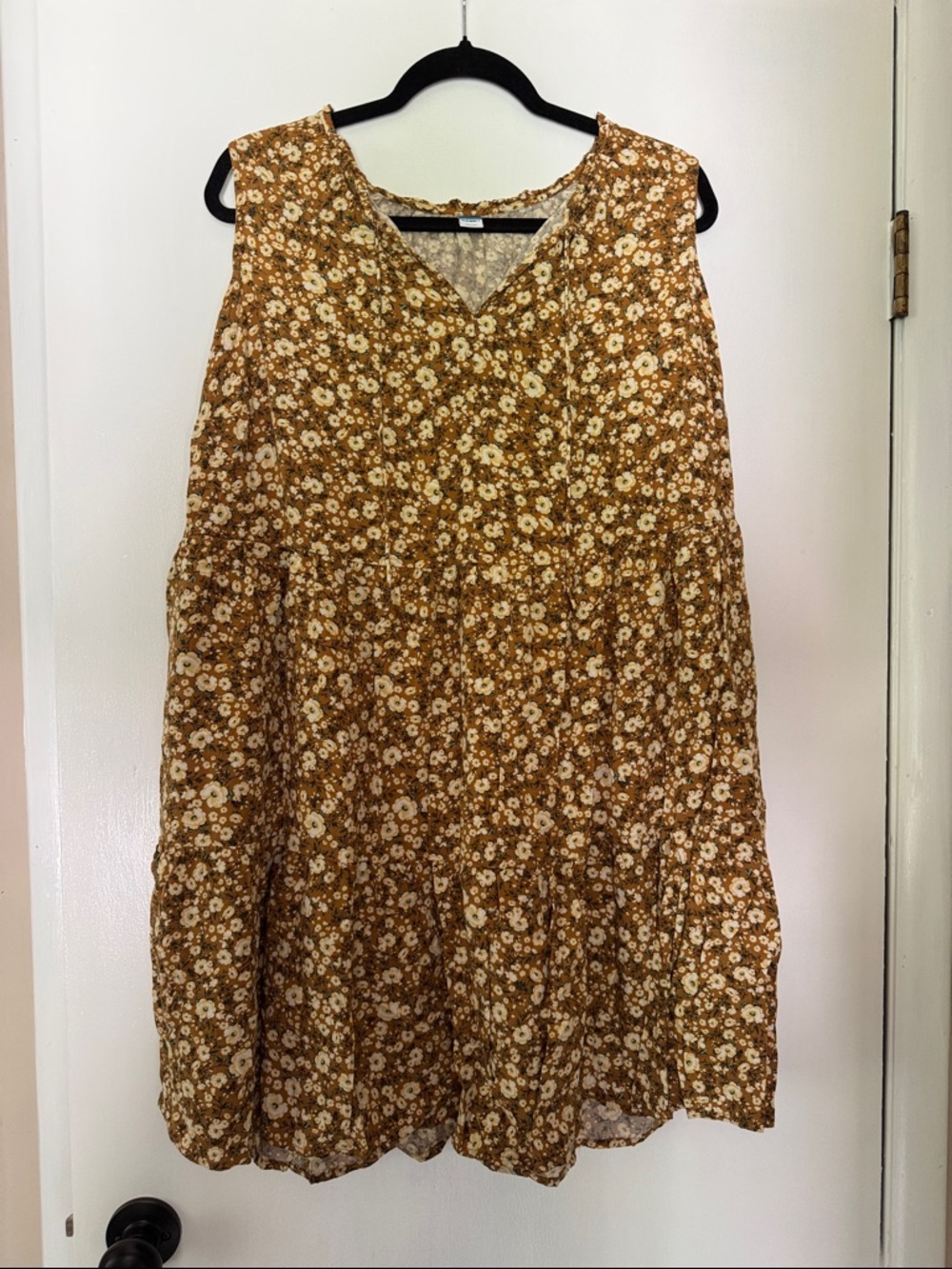 Old Navy Brown Floral Midi Dress with Cream Flowers